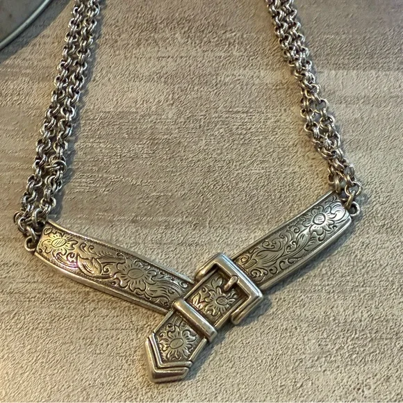 Brighton Town Country Buckle Double Chain Necklace - Picture 2 of 4